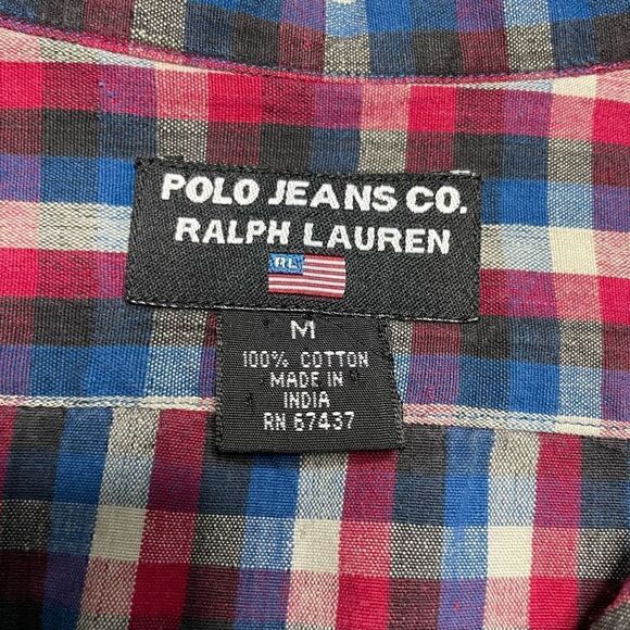 Vintage Polo Jeans Co Ralph Lauren Shirt Mens Size Medium Flannel Plaid USA - Picture 4 of 10